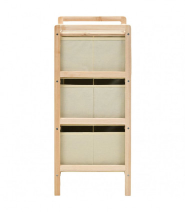 Storage Racks with 3 Fabric Baskets 2 pcs Beige Cedar Wood