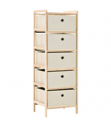 Storage Racks with 5 Fabric Baskets 2 pcs Beige Cedar Wood