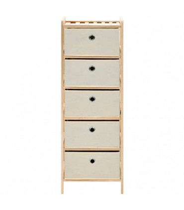 Storage Racks with 5 Fabric Baskets 2 pcs Beige Cedar Wood