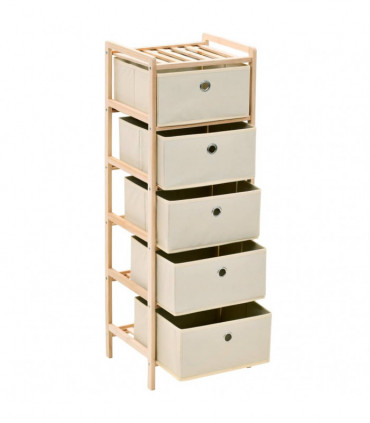 Storage Racks with 5 Fabric Baskets 2 pcs Beige Cedar Wood