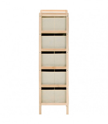 Storage Racks with 5 Fabric Baskets 2 pcs Beige Cedar Wood
