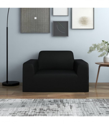 Stretch Couch Slipcover Black Polyester Jersey