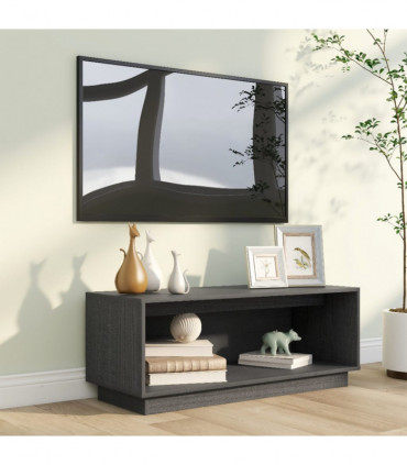 TV Cabinet Grey 90x35x35 cm Solid Wood Pine