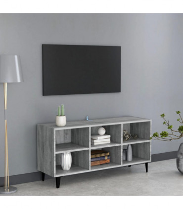 TV Cabinet with Metal Legs Grey Sonoma 103.5x30x50 cm