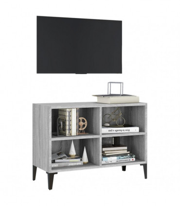 TV Cabinet with Metal Legs Grey Sonoma 69.5x30x50 cm