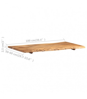 Table Top Solid Acacia Wood 100x(50-60)x2.5 cm
