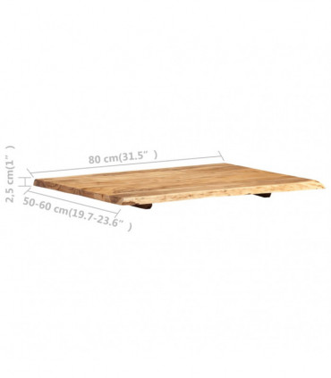 Table Top Solid Acacia Wood 80x(50-60)x2.5 cm