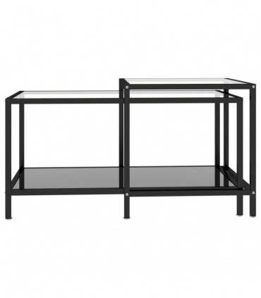 Tea Tables 2 pcs Tempered Glass Black