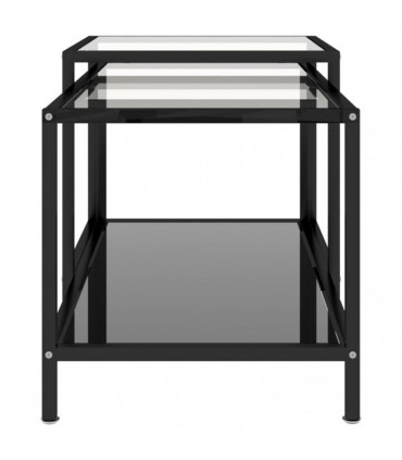 Tea Tables 2 pcs Tempered Glass Black