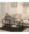 Tea Tables 2 pcs Tempered Glass Transparent