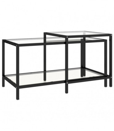 Tea Tables 2 pcs Tempered Glass Transparent