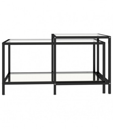 Tea Tables 2 pcs Tempered Glass Transparent