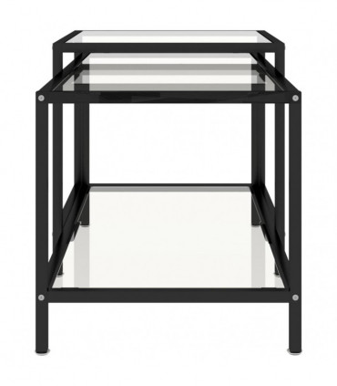 Tea Tables 2 pcs Tempered Glass Transparent