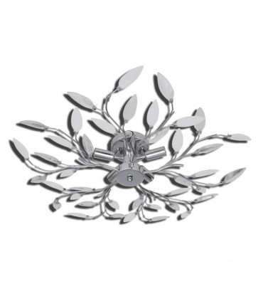 Transparent&White Ceiling Lamp Acrylic Crystal Leaf Arms 5 E14 Bulbs