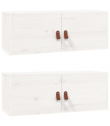 Wall Cabinets 2 pcs White 80x30x30 cm Solid Wood Pine