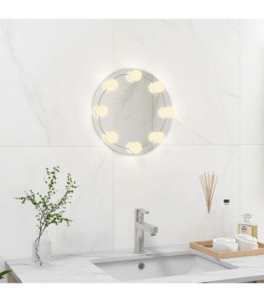 vidaXL Wall Frameless Mirror with LED Lights Round Glass