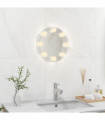 vidaXL Wall Frameless Mirror with LED Lights Round Glass