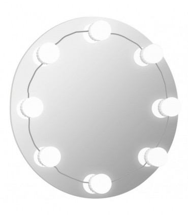 vidaXL Wall Frameless Mirror with LED Lights Round Glass