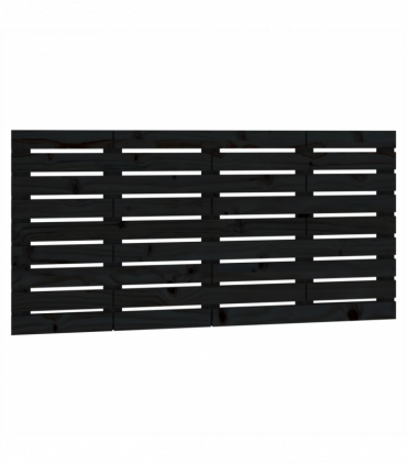 Wall Headboard Black 146x3x63 cm Solid Wood Pine