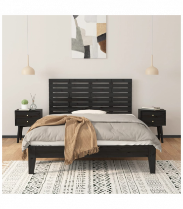 Wall Headboard Black 146x3x63 cm Solid Wood Pine