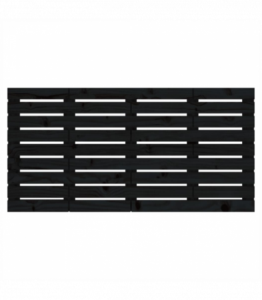Wall Headboard Black 146x3x63 cm Solid Wood Pine