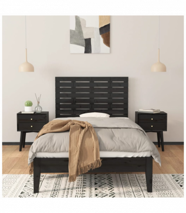Wall Headboard Black 96x3x63 cm Solid Wood Pine