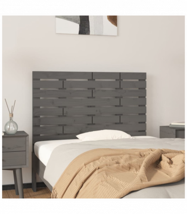 Wall Headboard Grey 96x3x63 cm Solid Wood Pine