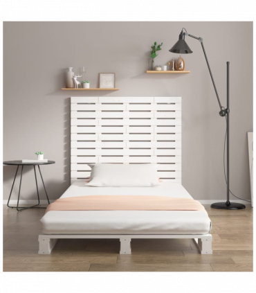 Wall Headboard White 126x3x91.5 cm Solid Wood Pine