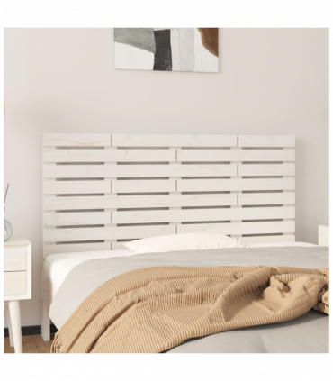 Wall Headboard White 146x3x63 cm Solid Wood Pine