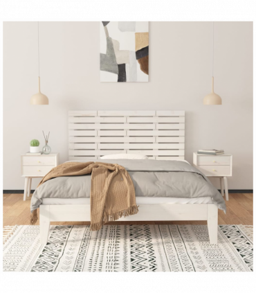 Wall Headboard White 146x3x63 cm Solid Wood Pine