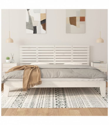 Wall Headboard White 166x3x63 cm Solid Wood Pine