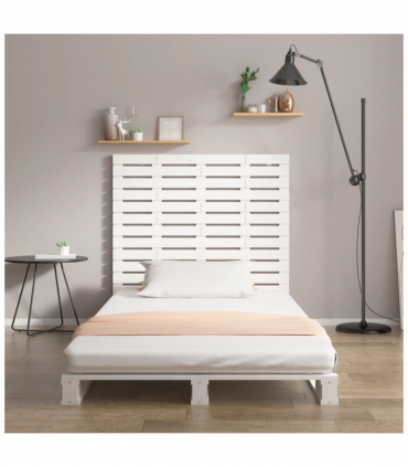 Wall Headboard White 96x3x91.5 cm Solid Wood Pine
