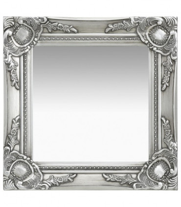 Wall Mirror Baroque Style 40x40 cm Silver