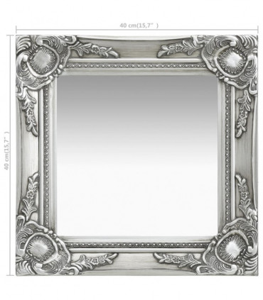 Wall Mirror Baroque Style 40x40 cm Silver