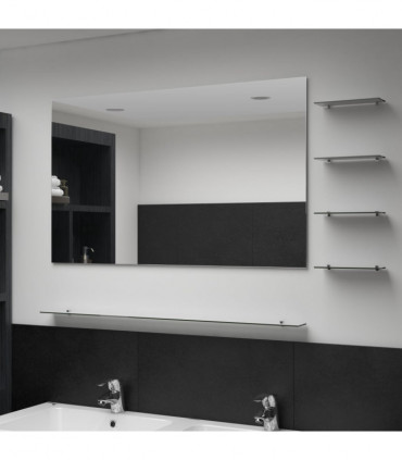 Wall Mirror with 5 Shelves Silver 100x60 cm
