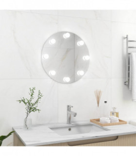 Wall Mirror with LED Lights Round Glass