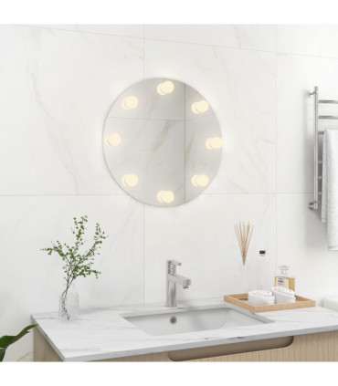 Wall Mirror with LED Lights Round Glass