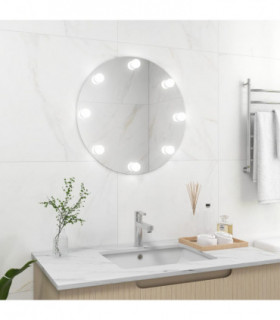 Wall Mirror with LED Lights Round Glass