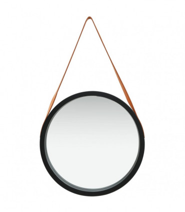 Wall Mirror with Strap 50 cm Black