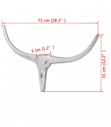 Wall Mounted Aluminium Bull’s Head Decoration Silver 72 cm