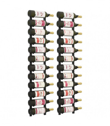 Wall Mounted Wine Racks for 12 Bottles 2 pcs Black Iron