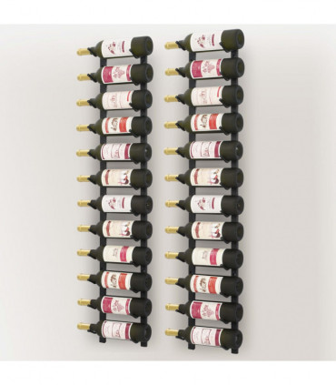 Wall Mounted Wine Racks for 12 Bottles 2 pcs Black Iron