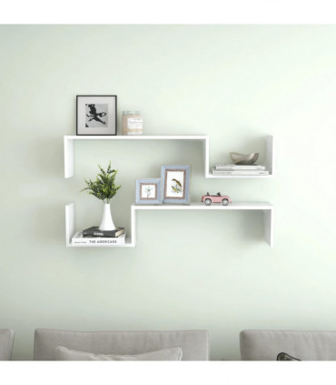Wall Shelf 2 pcs White 100x15x20 cm Engineered Wood