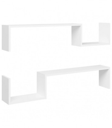 Wall Shelf 2 pcs White 100x15x20 cm Engineered Wood