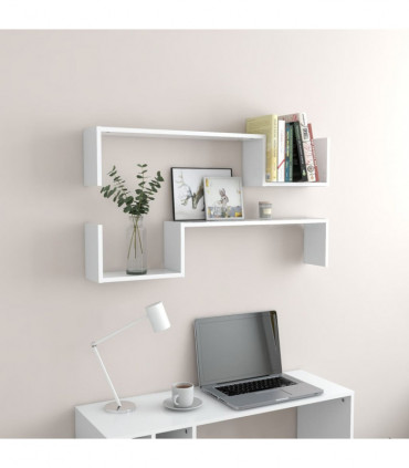 Wall Shelf 2 pcs White 100x15x20 cm Engineered Wood