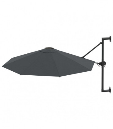 Wall-Mounted Parasol with Metal Pole 300 cm Anthracite