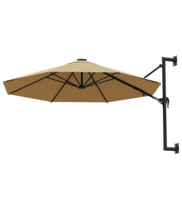 Wall-Mounted Parasol with Metal Pole 300 cm Taupe