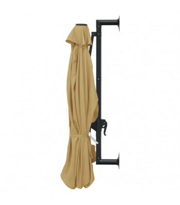 Wall-Mounted Parasol with Metal Pole 300 cm Taupe