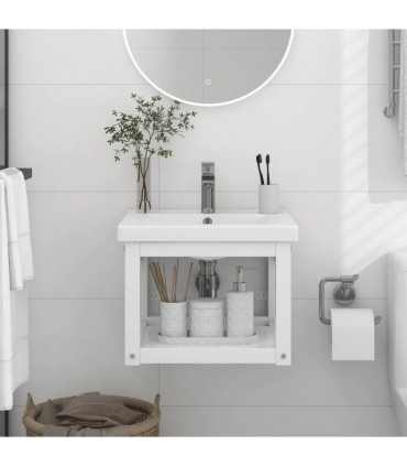 Wall-mounted Bathroom Washbasin Frame White 40x38x31 cm Iron