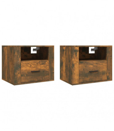 Wall-mounted Bedside Cabinets 2 pcs Smoked Oak 50x36x40 cm
